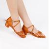Children's Latin Dance Shoes: Women's Soft Sole, Mid-Heel for Professional Practice, Summer White Competition Grading.