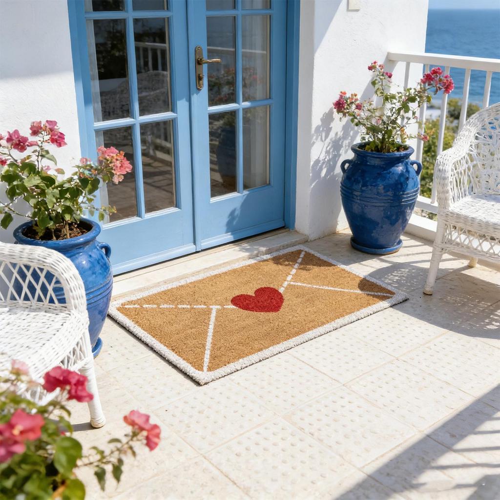 Heart Envelope Valentine Door Mat Non-Slip Indoor Outdoor Welcome Rug Front Door Entryway Decor for Holiday Season Home Balcony