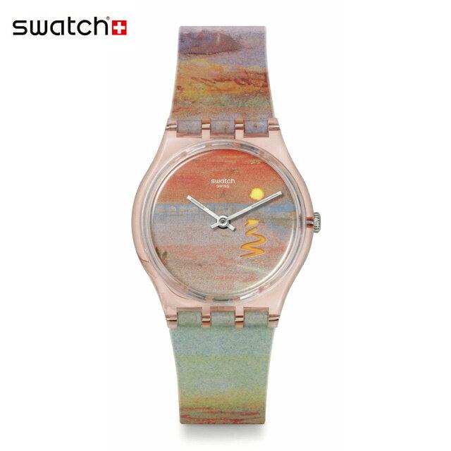 Swatch TURNERS SCARLET SUNSET SO28Z700 museum mens womens wristwatch quartz analog 3 ATM water resistant pink Swiss brand stylish gift