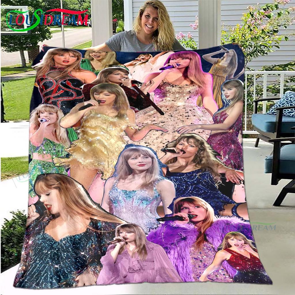 Hot Pop Female Diva Singer Pattern Blanket Flannel Thin Blanket Portable Home Travel Office Lunch Break Blanket Birthday Gift