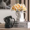Creative Handle Cup Ceramic Vase Hydroponic Flowers Living Room Ornaments Art Folds Irregular Vases Crafts Home Decoration Gifts