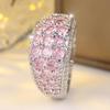 Luxurious Four Colors Available Pink Zircon Paved Wide Band Ring for Women Daily Wear and Party