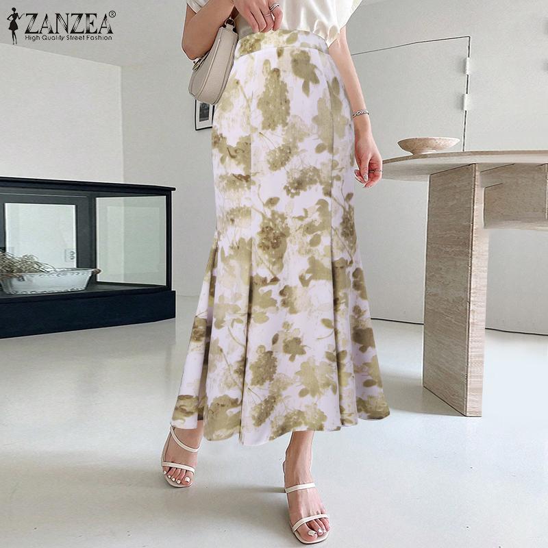 

ZANZEA женская посылка с высокой талией, плиссированная юбка трапециевидной формы с застежкой-молнией и принтом, длиной до половины тела, с высокой талией