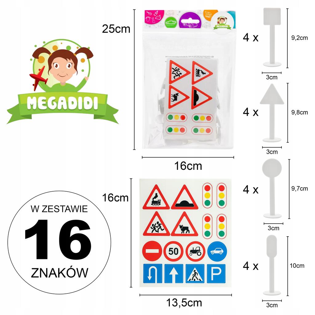 Znaki Drogowe Komplet Edukacyjne Dla Dzieci Zabawkowe 16 Sztuk