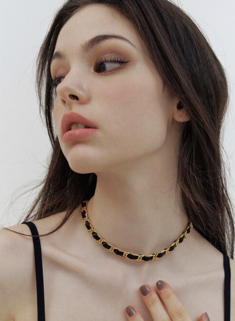 Kindababy Gold Leather Chain Choker