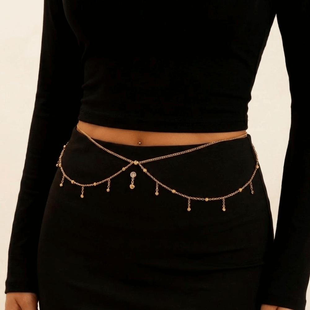 Water Drop Navel Nails Body Chain Tassel Bikini Belly Belt Fashion Waist Chain  Women
