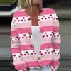 Women's Fashion Printed Valentine's Day Long Sleeved Knitted Cardigan Button Down Jacket