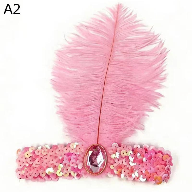 1Pcs Colorful Feather Sequin Gem Headpiece Aesthetic Flapper Headband For 1920S Party Costume Accessory Dress Up