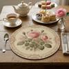 Heat Insulation Flower Linen Table Mat Anti-scald Round Dining Mat  Kitchen Supplies
