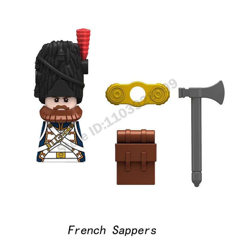 Middle Ages Military Napoleonic Wars Figures Building Block British French Prussia Infantry Knight General Duke Characters Brick
