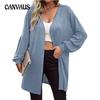 Autumn and Winter Women's Cardigan Plus Size Solid Colour Fashion Knitted Long Sleeve Top