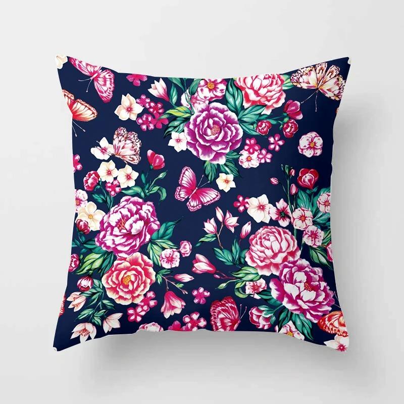 Colorful Flower Butterfly Pillowcase Office Living Room Car Ornaments Home Pillowcase