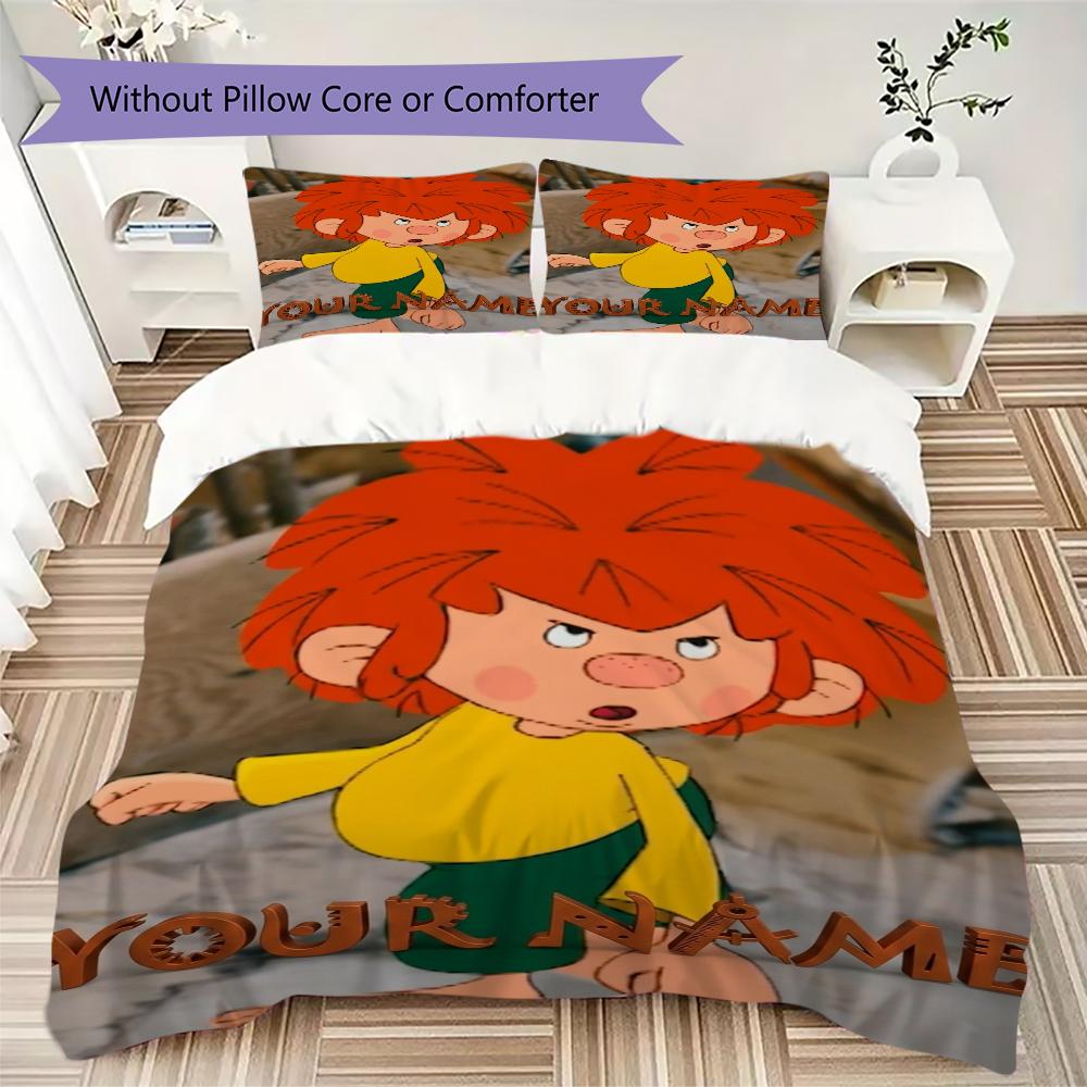Custom Name Meister Eder Und Sein Pumuckl Bedding,Quilt Set Quilt Cover Pillowcase Home Birthday Gift(1 * Duvet Cover + 2 * Pillowcase, Without Core)_