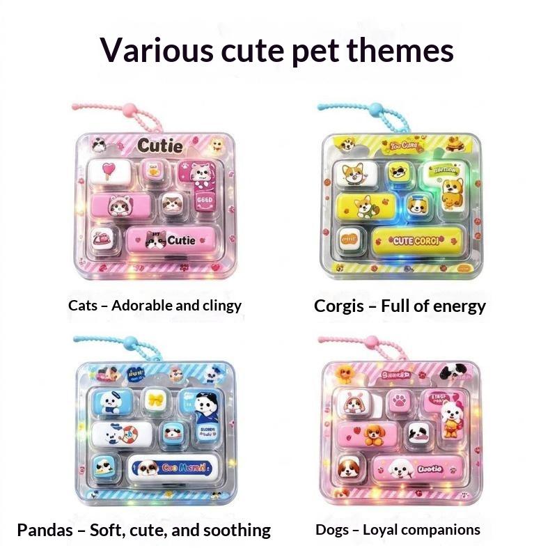 7 Grid Keycap Clicker Anti Stress Fidget Keyboard Keychain Decompression Button Hand Relax Party Favor Gift