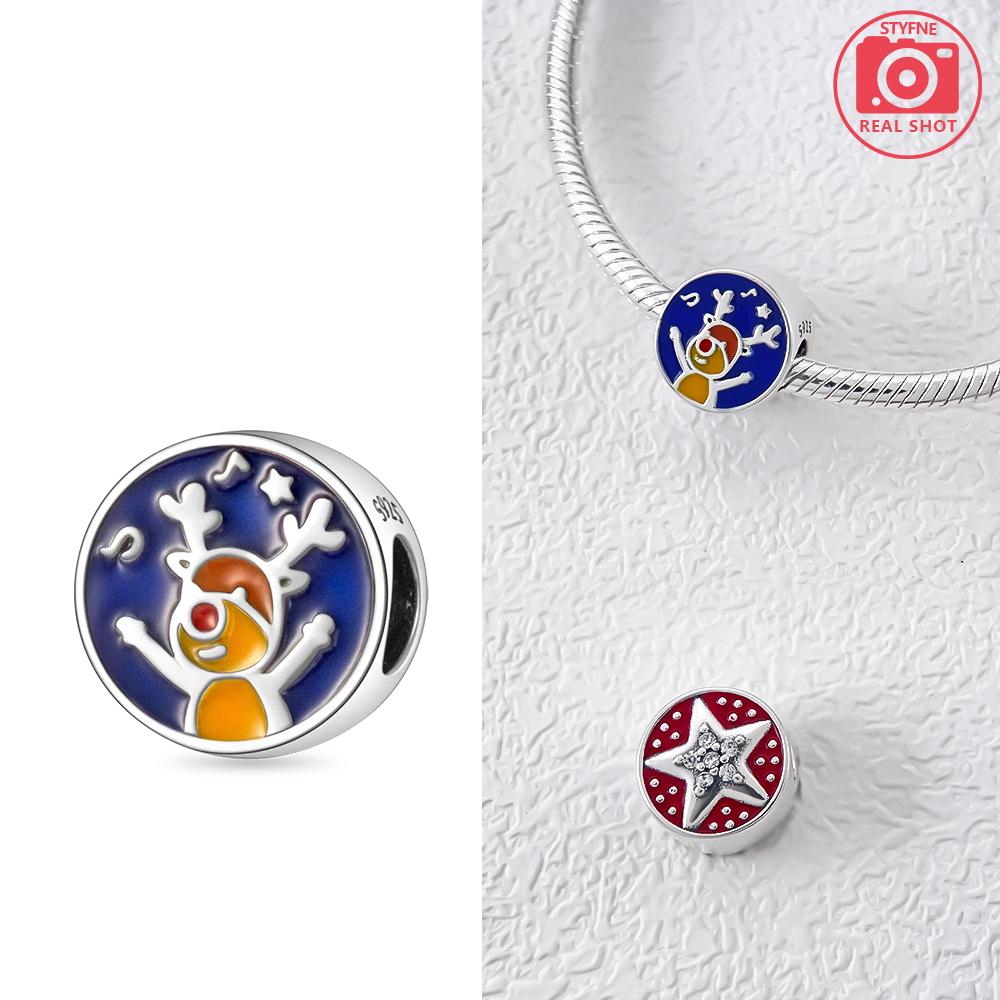 Original Charms Copper Love Heart Bow Tie Santa Claus Image Snowflake Beads Fit Bracelet Women Making Gift Accessory Diy