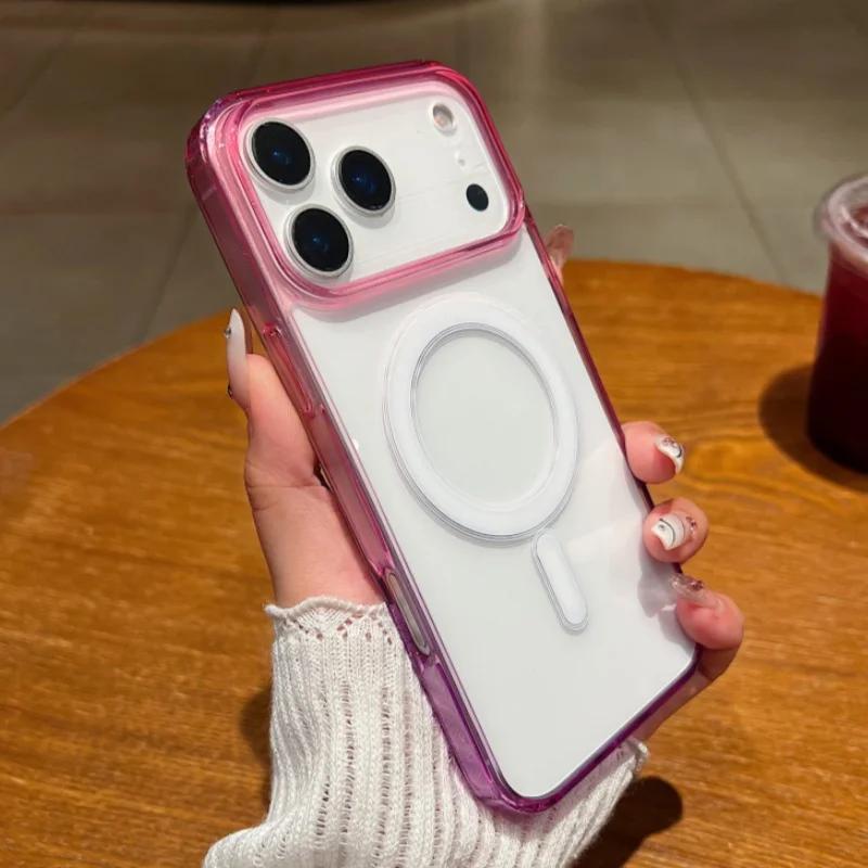 Gradient Colorful For Magsafe Cases For For Iphone 17 Air 16E 15 14 Plus 13 12 11 Pro Max Mini Magnetic Wireless Charge Clear Cover