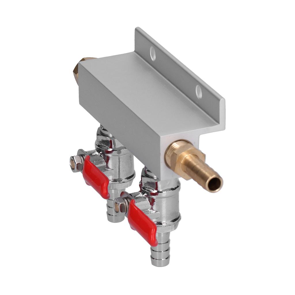 2-veis gassfordeling CO2-fordeler manifold med 5/16 tommers øl integrerte tilbakeslagsventiler