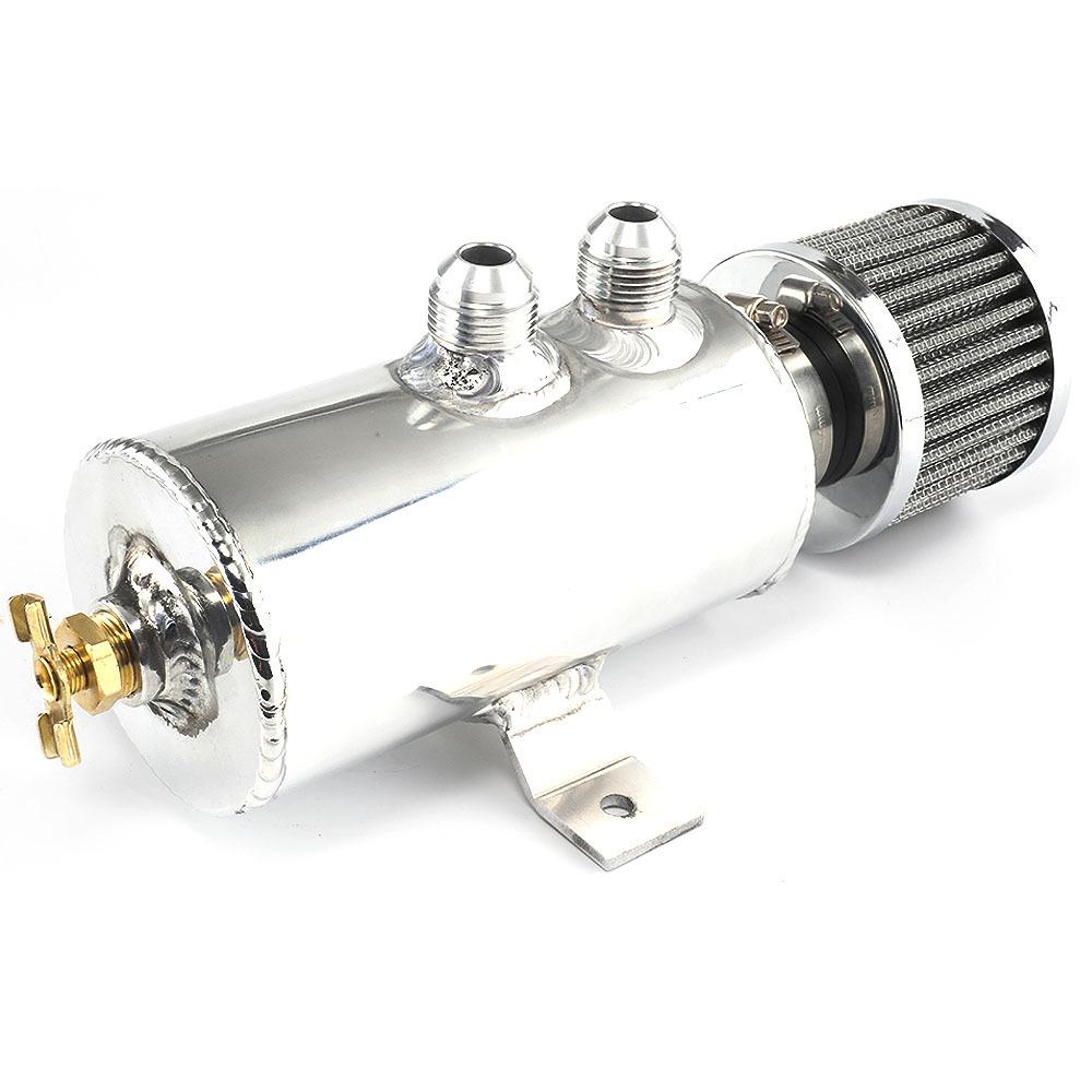 Universal 0.75L Car Oil Catch Tank Can Reservoir With Breather Car Fuel Filter Modified Parts