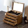 Exquisite Vintage Solid Wood Jewelry Box with Lock for Necklaces, Earrings, and Rings