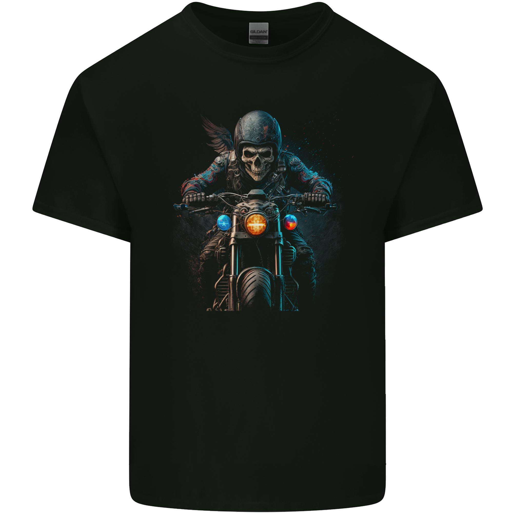Skull Biker Motorcycle Motorbike Grim Reaper 32 Unisexs Light Cotton TShirt S
