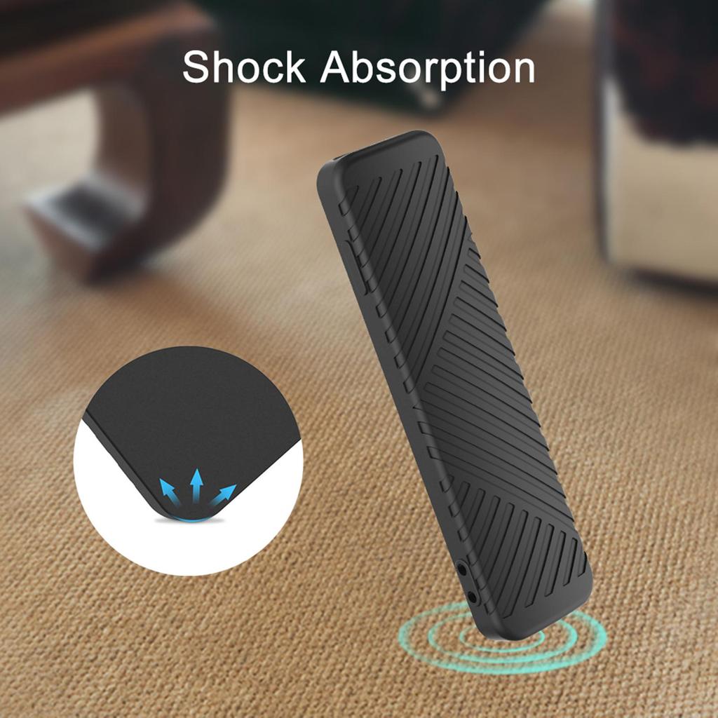 Silicone Case for Apple TV 4K 2021 Remote Black Anti Slip Cover with Lanyard