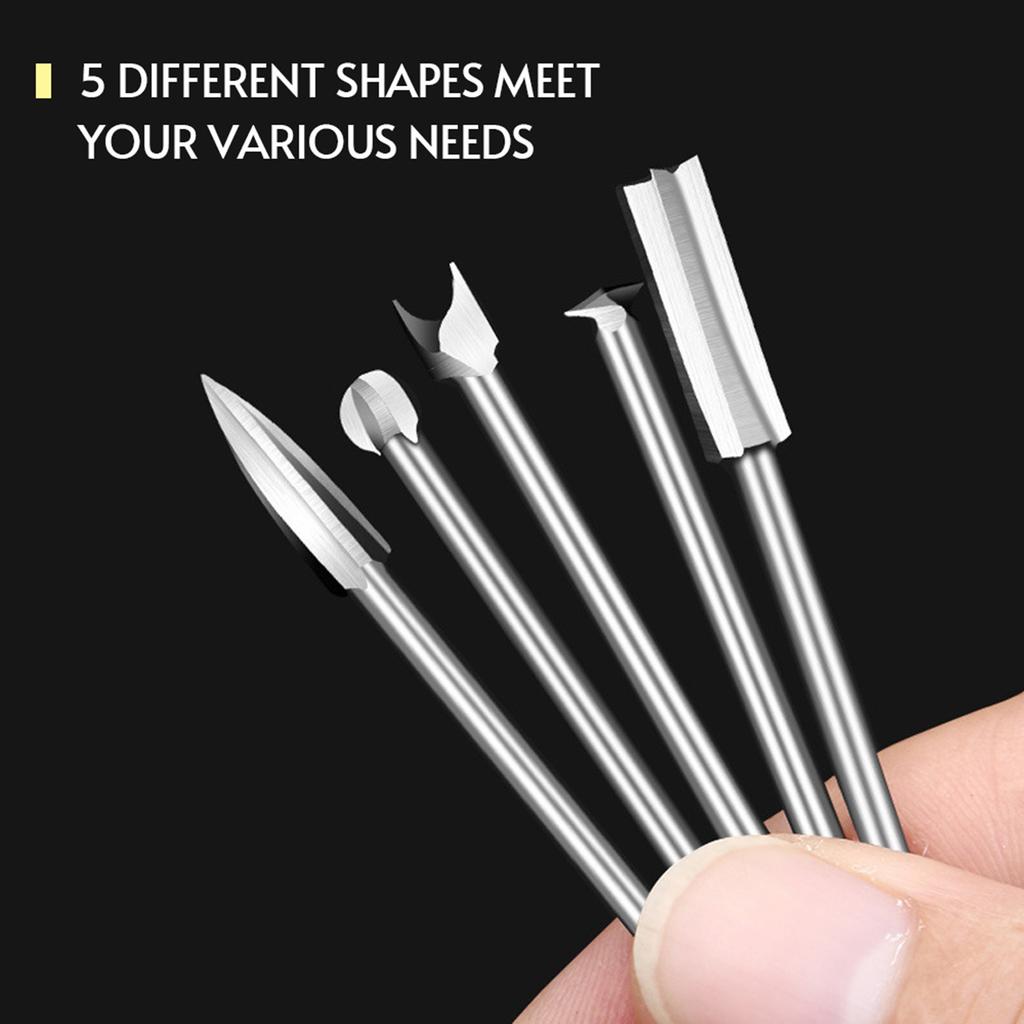 5 Pcs Wood Carving Engraving Drill Bit Set HSS Engraving Drill Bits DIY Wood Carving Tools Accessories