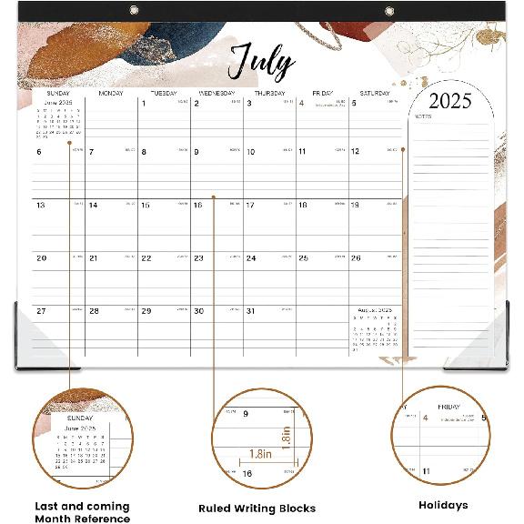 2026 Desk Calendar - 18 Months Large Desk Calendar from Jul. 2025 - Dec. 2026, 14.6" x 11.5", Desk Pad Calendar 2025-2026 with 2 Corner Protectors
