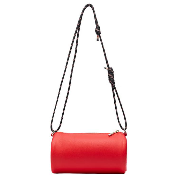 New Anta Synthetic Leather Cylinder Bag Crossbody Bag Regular Unisex Rich Red 192518113-3