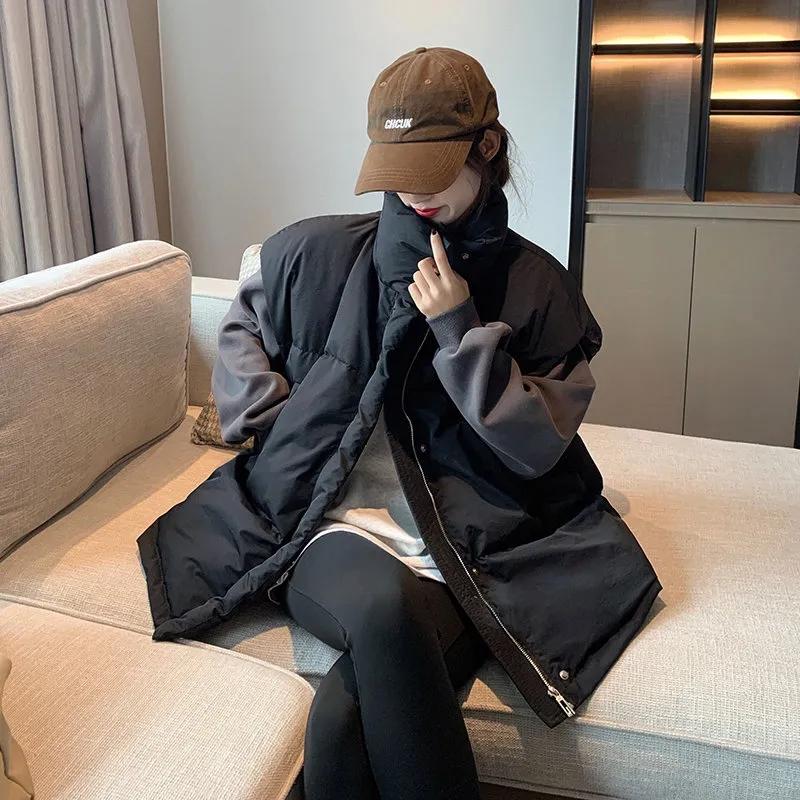 Women Vest Coat Stand Collar Winter Women Warm Sleeveless Coat Oversize Waistcoat Tops Vest Chaleco Mujer Gilet Casaco Femi