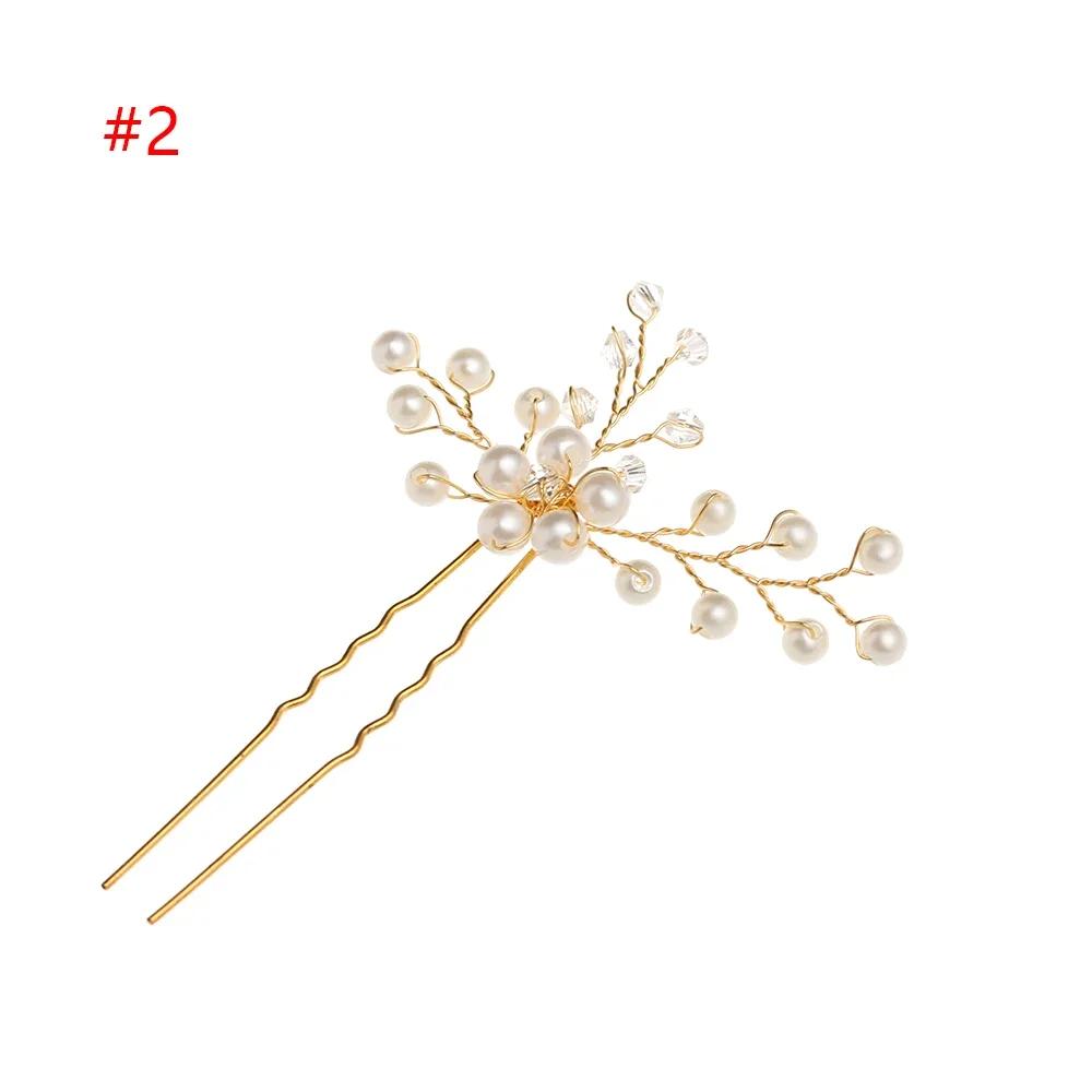 Pearl Hair Pin Clip for Women Luxury Crystal Rhinestone Wedding Hairpins Sticks Gold Prom Bride Bridesmaid Hair Accessories