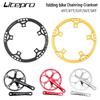 Litepro Folding Bike Crankset with Round Chainrings: 45T, 47T, 53T, 56T, 58T - Square Hole Design