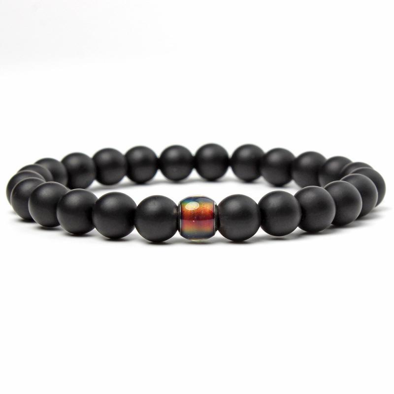 Tiger Eye & Volcanic Stone Color-Changing Bracelet with White Pine Mood Beads