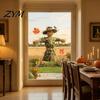 Creative Thanksgiving Gift Scarecrow Window Stickers with Realistic Maple Leaf, Pastoral Decals, Waterproof Durable Film PVC Static Clings for