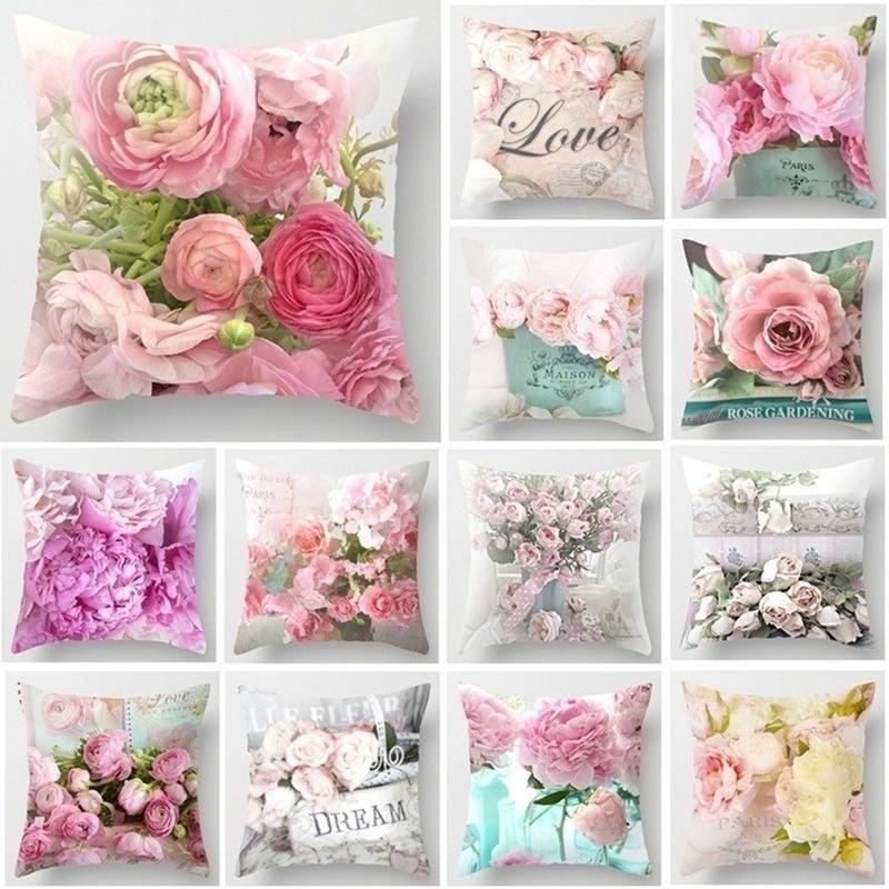 1PC New Retro Realism Rose Flower Series Printed Single Side Pillow Cover Car Cushion Cover Sofa Living Room Bedroom Pillow Cover  (No Pillow Inner)