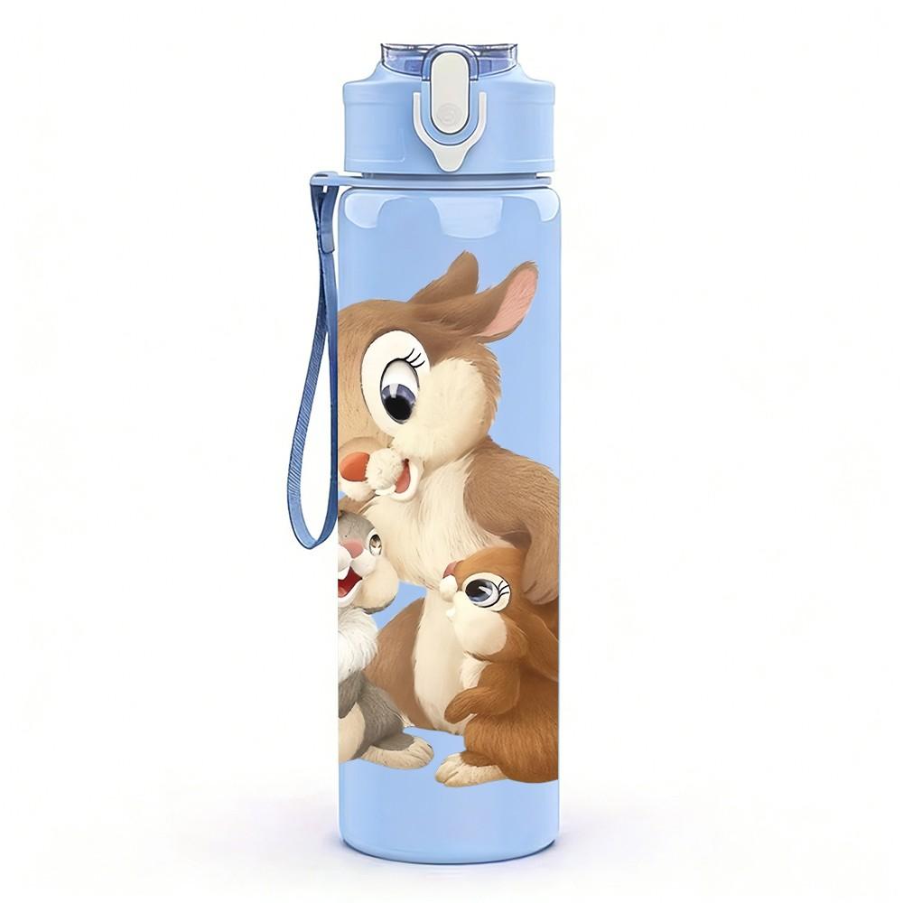 1PC Rabbit Squirrel Small Animal Group Print 750ml Color Plastic Sports Water Bottle Leakproof Flip Straw Lid Suitable for Sports Office Home Use