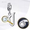 Charms Letter V Pendant Pr 925 Bead Zirconia Hanging Letter