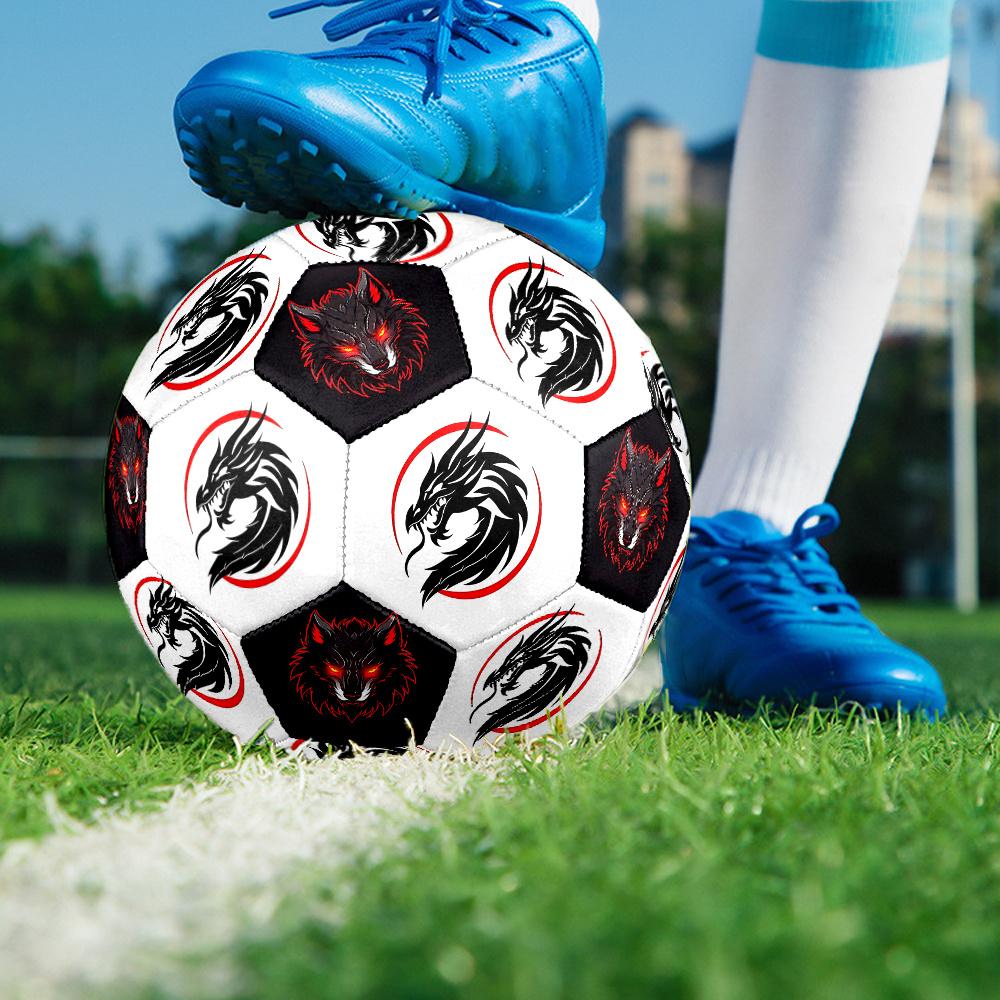 1PC Dragon Circle Artwork Wolf Spirit Soccer Ball Size 5 Football Machine Sewn Indoor/Outdoor Universal Football Gift W67