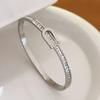 1Pc Unique Belt Buckle Design Gold Bracelet, Sparkling Rhinestone Open Cuff for Women, Great Gift for Girlfriend & Best Friend