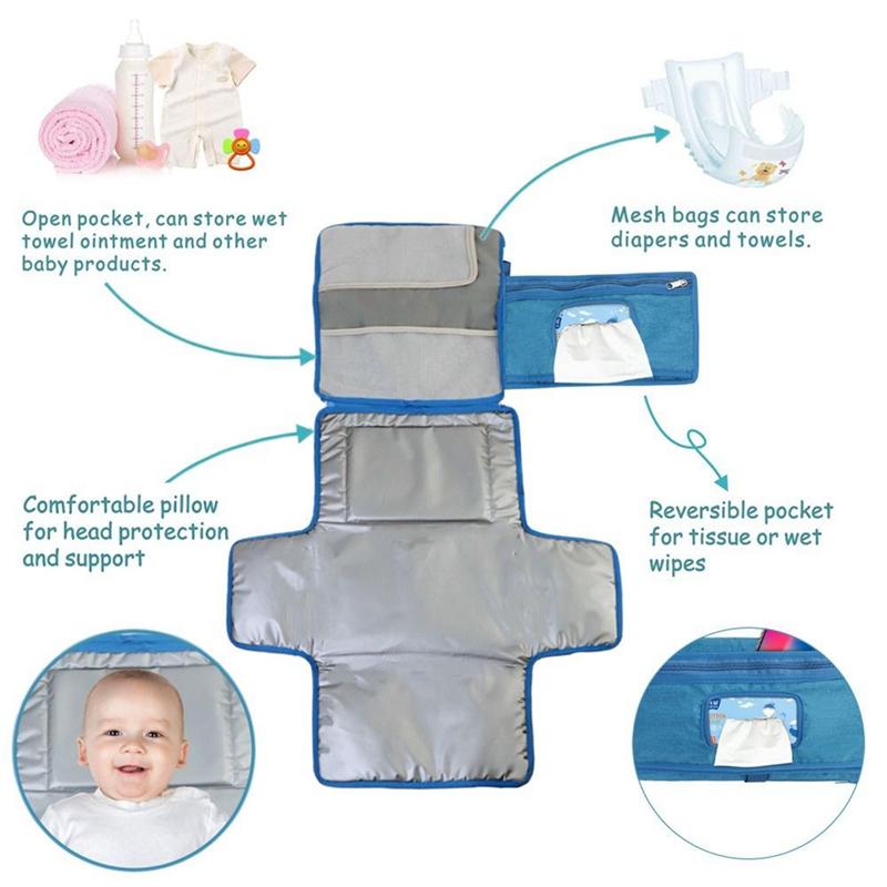 Changing Mats Multi-Functional Baby Changing Mats With Wipes Pocket Changing Kit