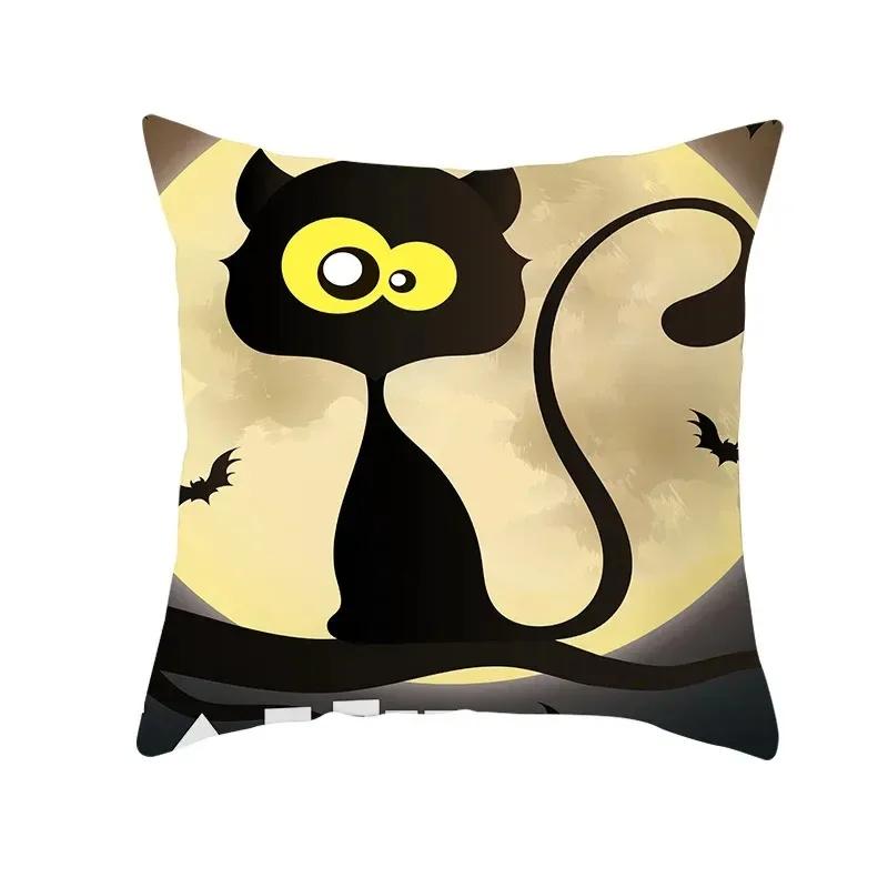 Halloween decorative cushion funny cat pillow sleeve is suitable for home living room sofa waist cushion bedroom decoration