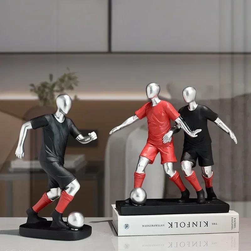 30cm Gold/Silver Football Player Action Figures Resin Statue Crafts Model Home Room Table Decoration Ornaments Collection Gift