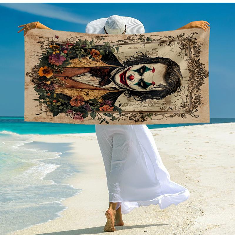 Jo-ker Floral Portrait Beach Towel, Super Soft Microfiber, Gift for Her/Him, Birthday, for Pool, Beach, Travel, Home Decor Fan gifts
