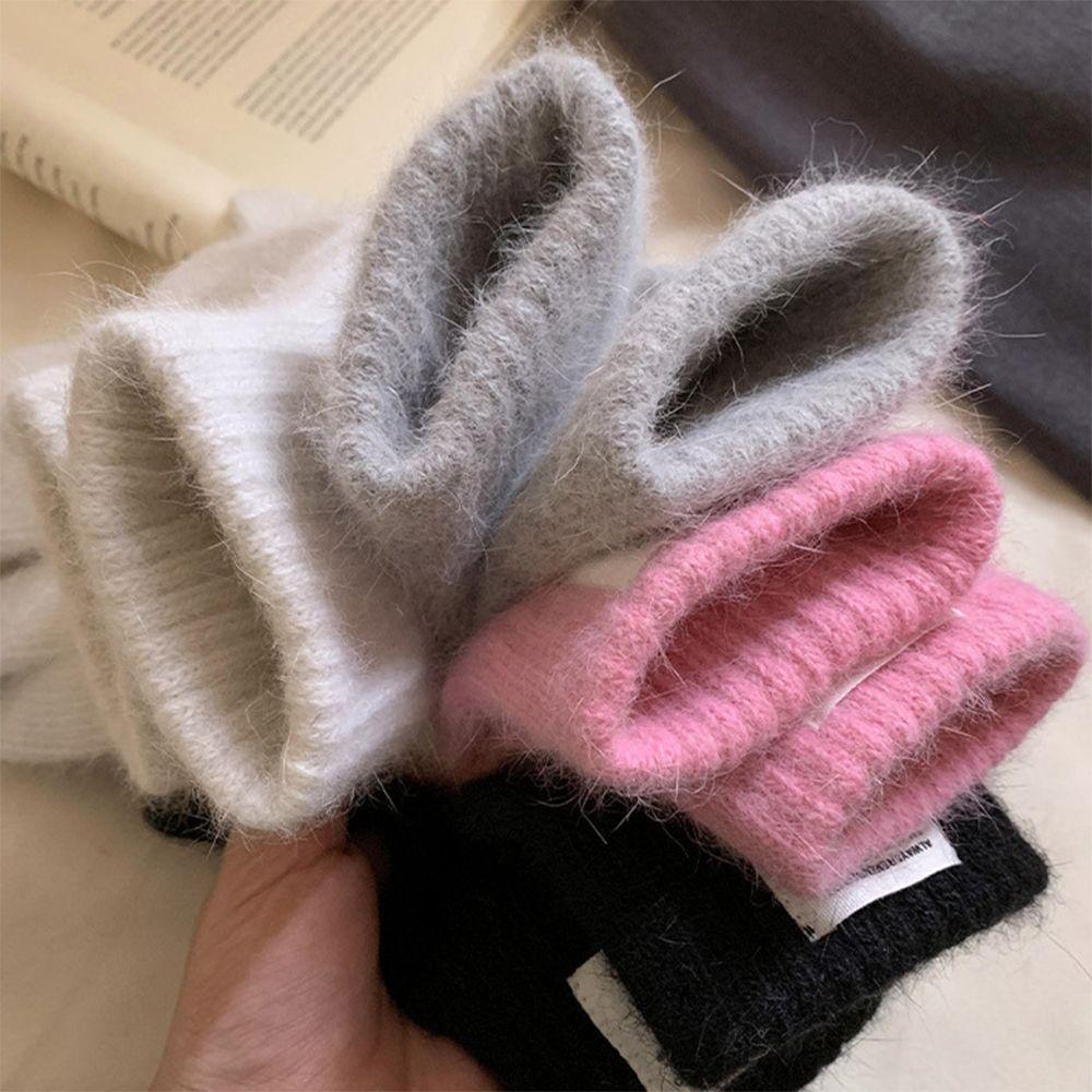 Solid Color Knitted Gloves Warm Electric Vehicle Gloves Simple Riding Finger Gloves Students
