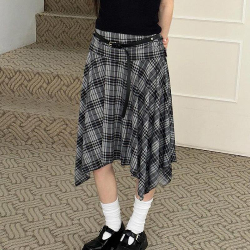 Gonna casual da donna a quadri irregolari contrastanti estiva Y2K snellente
