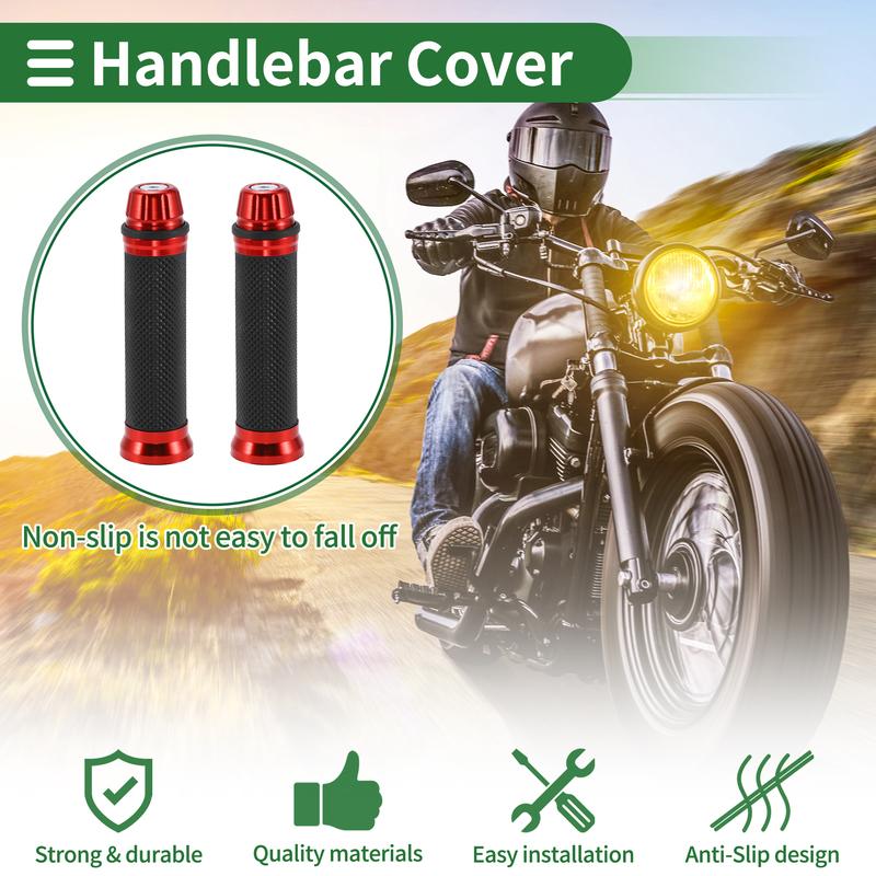Motoforti Universal Motorcycle Hand Grips Cover Rubber Aluminum Alloy Handlebar Cover for Motorcycle Scooter Bicycle ATV 1pair