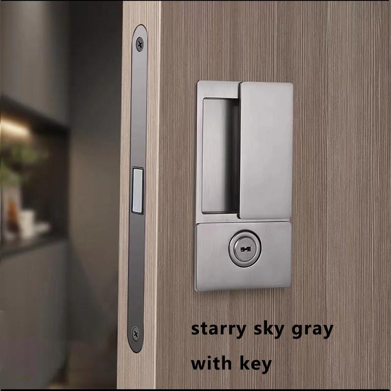 New Style Handleless Flat Lock Modern Bedroom Magnetic Recessed Door Handle Silent Push And Pull Invisible Sliding Door Lock