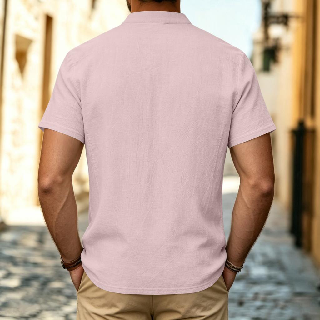 Men's Linen Short Sleeve T-Shirt Casual Summer Top for Everyday Wear