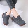 Women Leather Loafers Retro Walking Shoes Non-slip Platform Wedges Ladies 5cm High Comfortable Casual Shoes