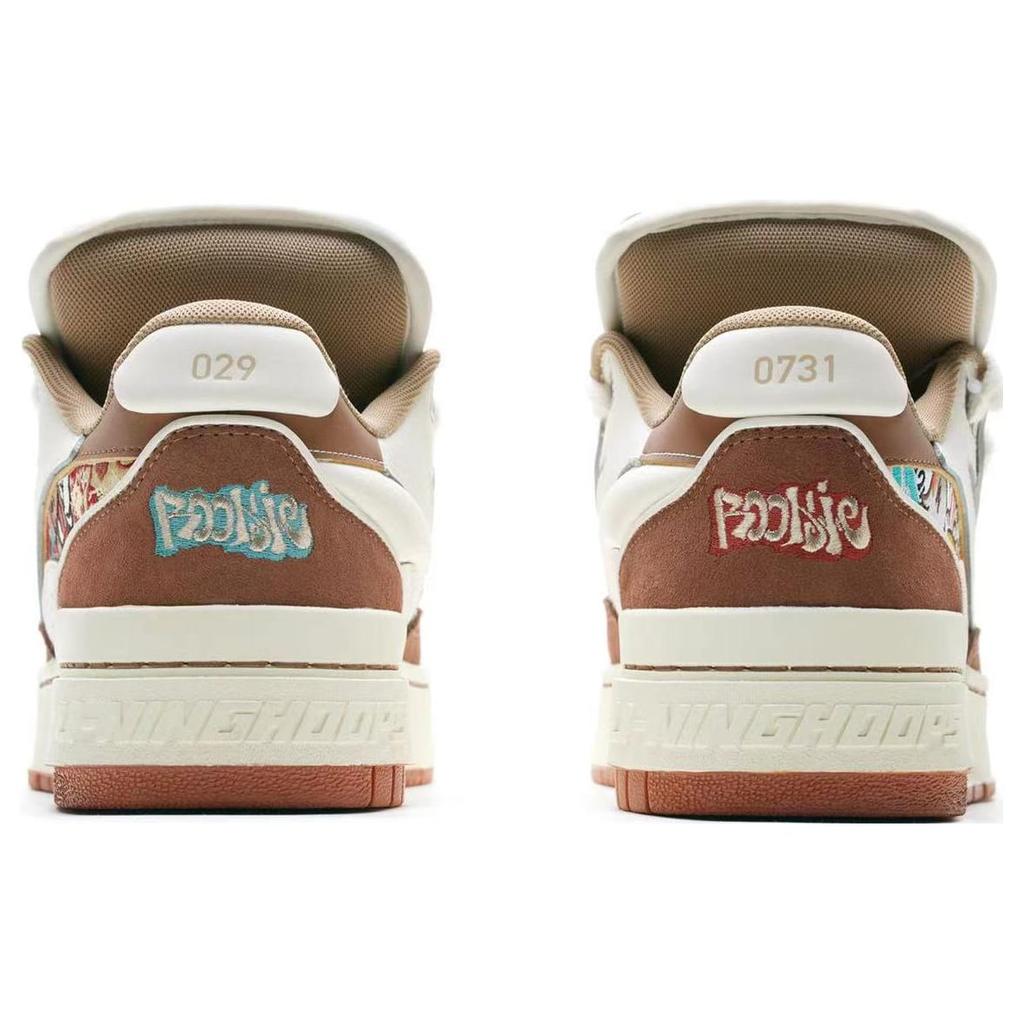 Li Ning Rookie Skateboard Shoes Men's Low Top White Brown ABCS115-5
