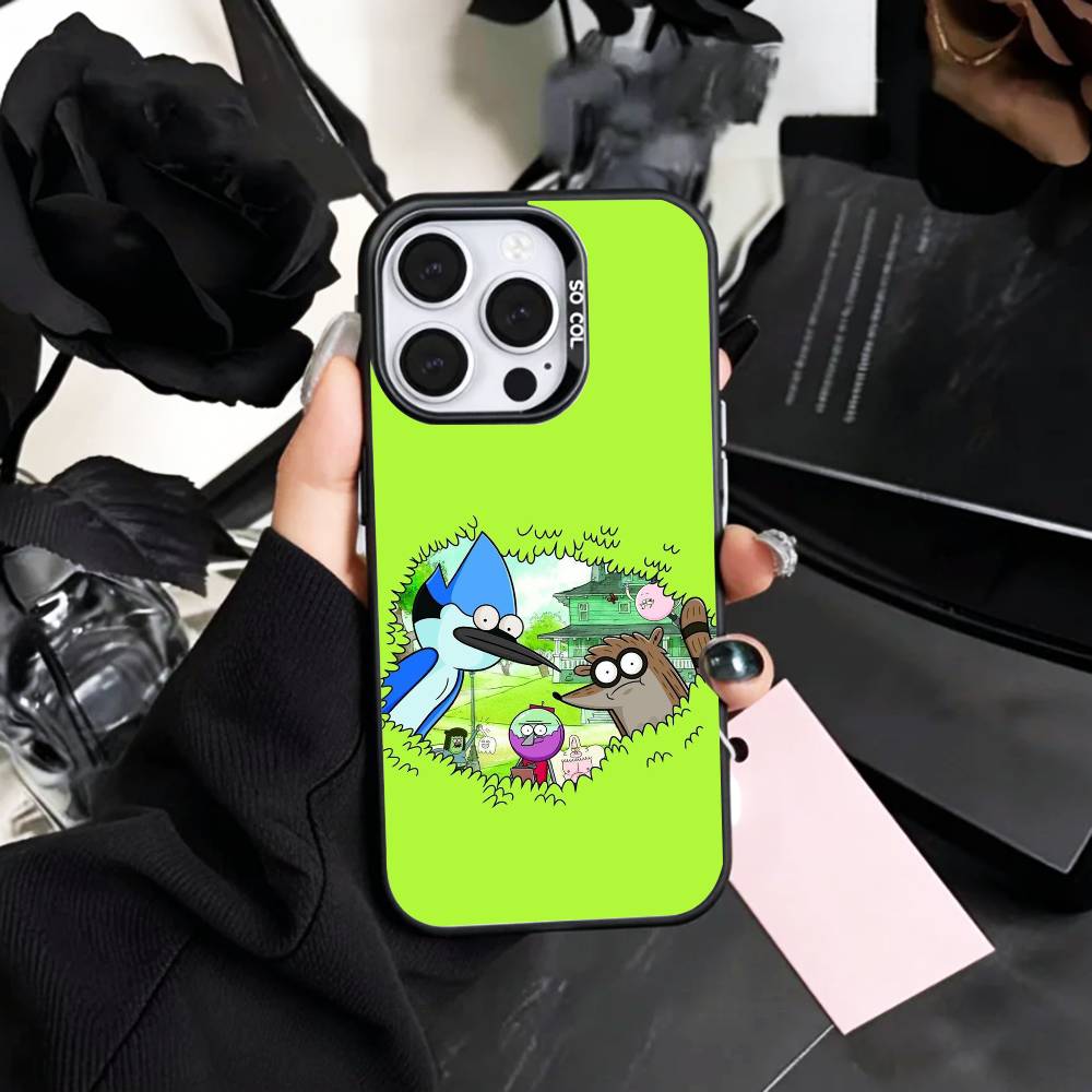 Lazy M-Mates M-Mordecai and R-Rigby   Phone Case For iPhone17,16,15,14,13,12,11 Plus,Pro Max Colored Silver Plated Inside Cover